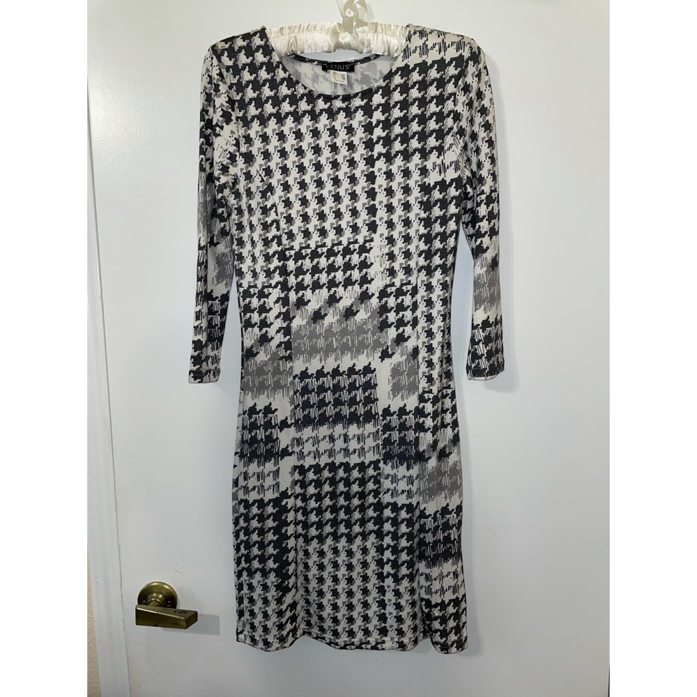 White and gray midi dress